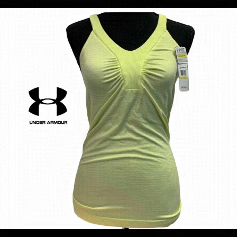 Under armour NWT yellow fitted compression tank top size medium
